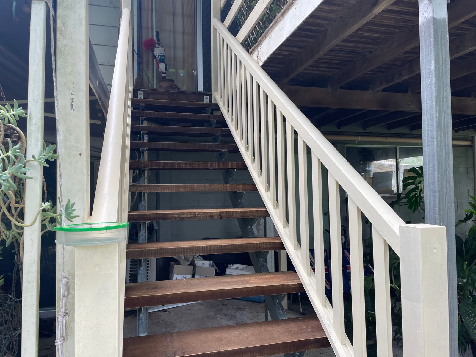 External timber stairs with balustrade